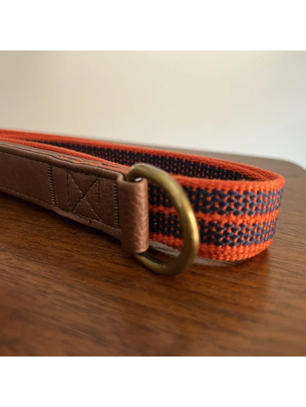 NWT Top Paw 4’ Short Faux Leather and Blue Orange Stripe Unisex Puppy Dog Leash